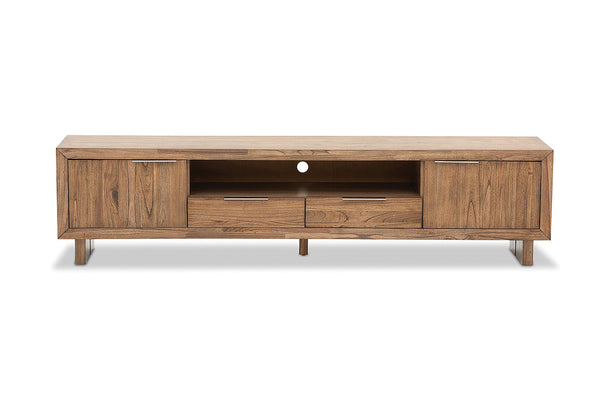 SORVINO 2 DRAWER ENTERTAINMENT UNIT LIGHT WALNUT