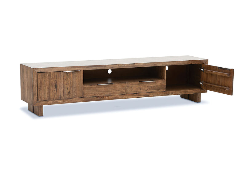 SORVINO 2 DRAWER ENTERTAINMENT UNIT LIGHT WALNUT
