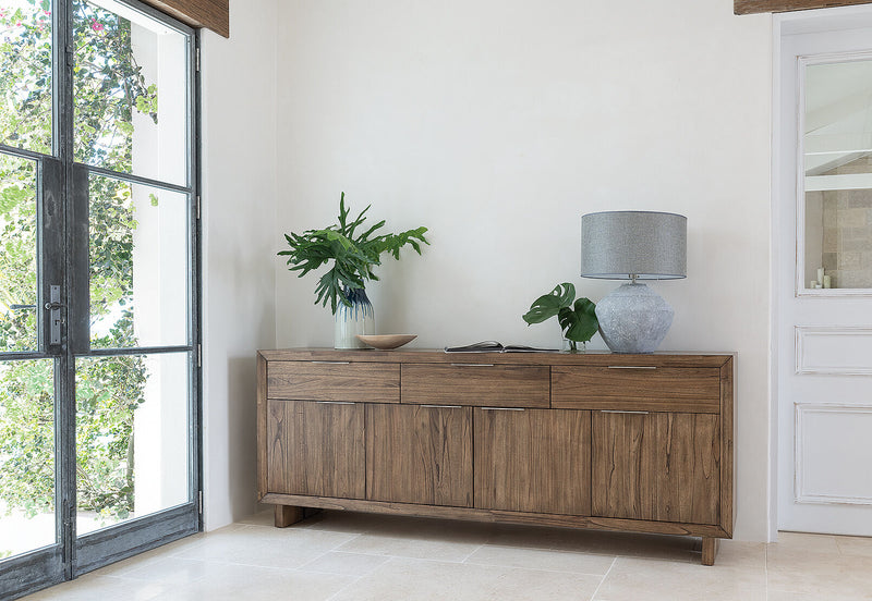 SORVINO 4 DOOR 3 DRAWER BUFFET LIGHT WALNUT