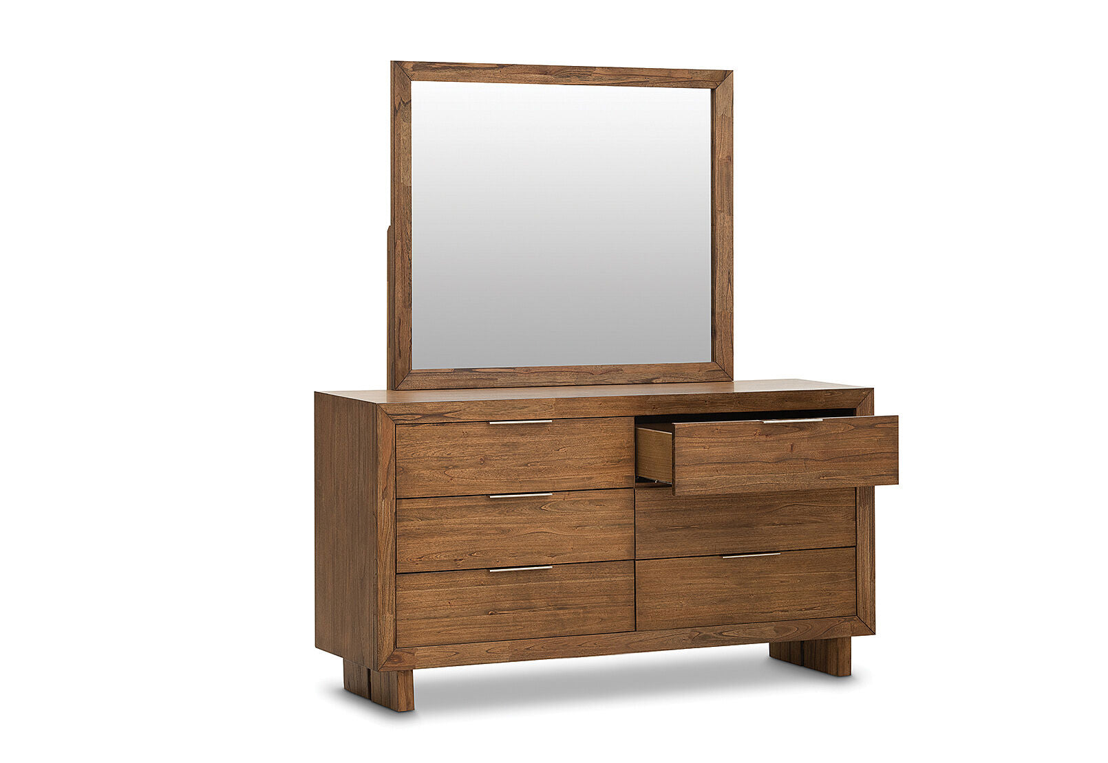 SORVINO DRESSER WITH MIRROR LIGHT WALNUT