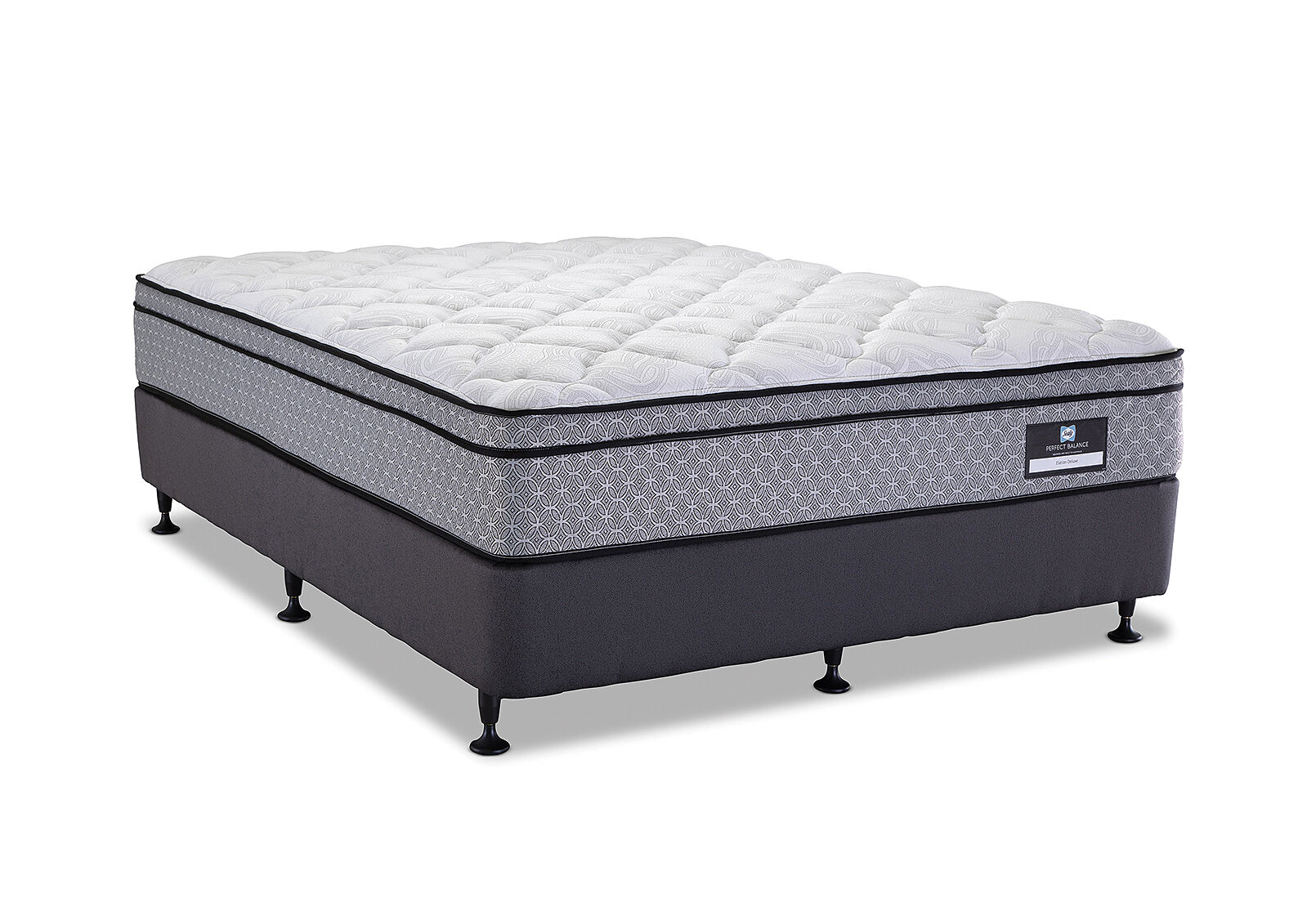 SEALY PERFECT BALANCE ELATION DELUXE DOUBLE ENSEMBLE. GREY