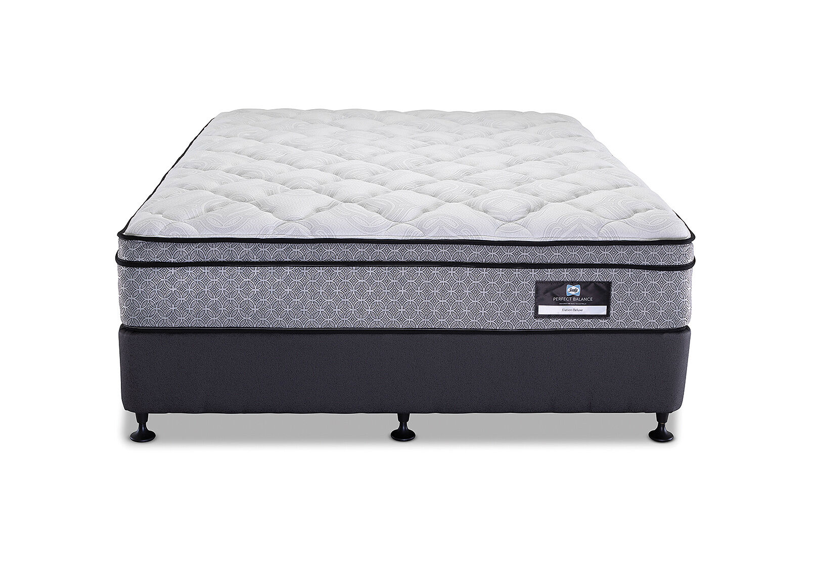 SEALY PERFECT BALANCE ELATION DELUXE QUEEN ENSEMBLE. GREY