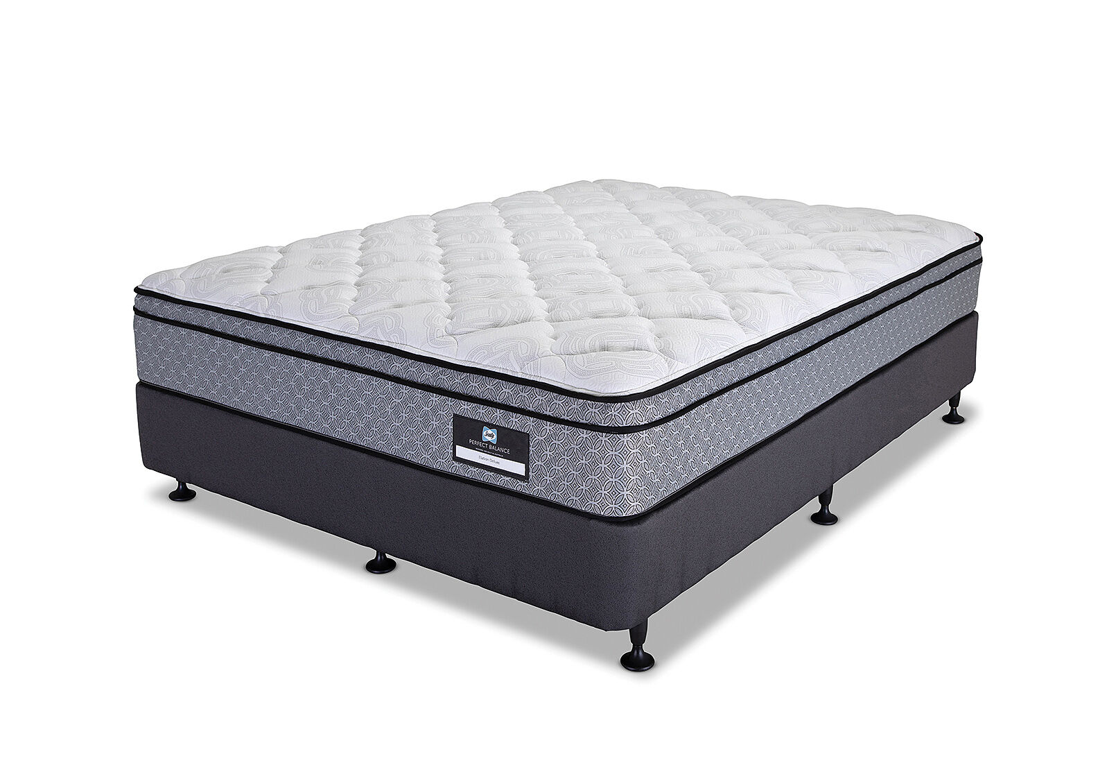 SEALY PERFECT BALANCE ELATION DELUXE QUEEN ENSEMBLE. GREY