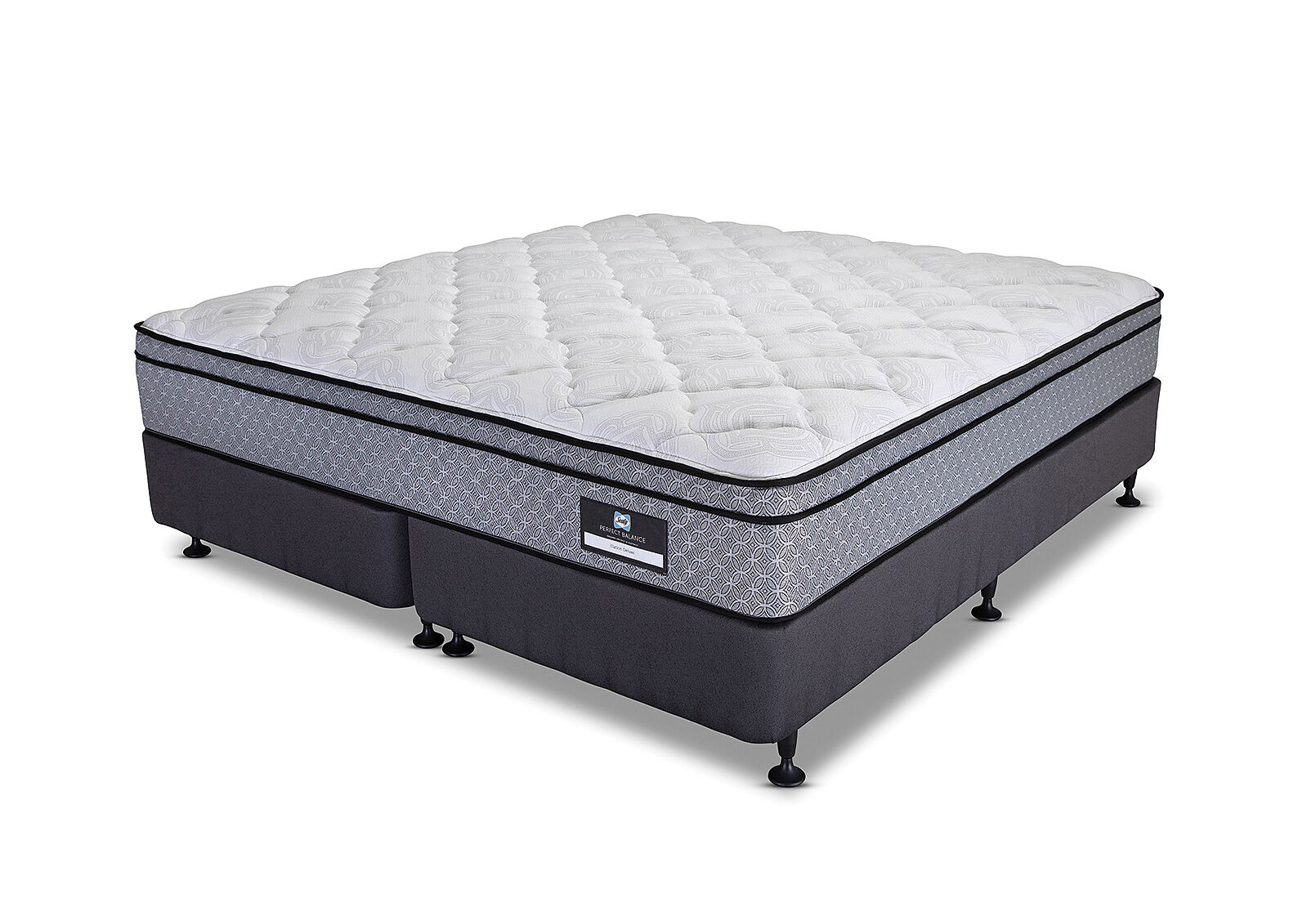 SEALY PERFECT BALANCE ELATION DELUXE KING ENSEMBLE. GREY
