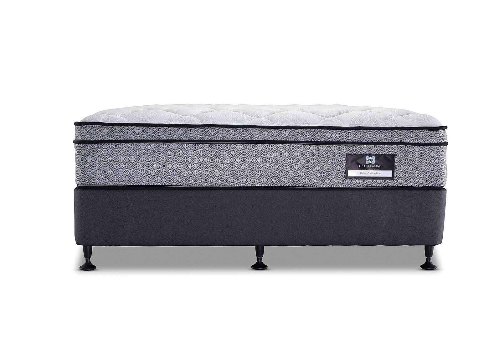 SEALY PERFECT BALANCE ELATION CUSHION FIRM DOUBLE ENSEMBLE. GREY