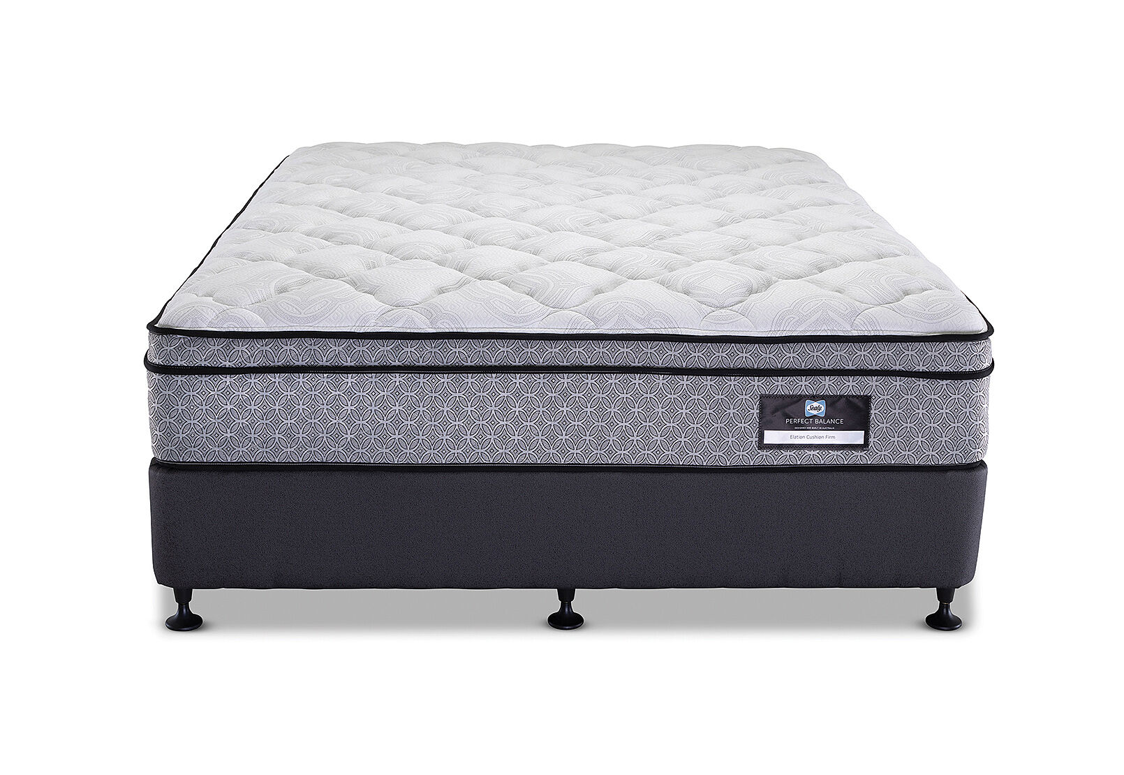 SEALY PERFECT BALANCE ELATION CUSHION FIRM DOUBLE ENSEMBLE. GREY