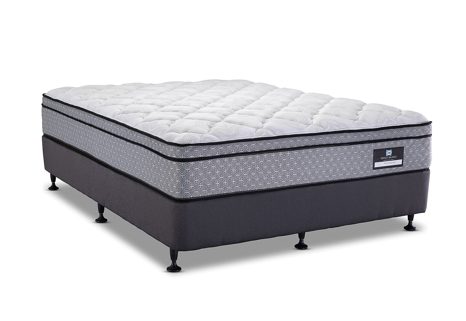 SEALY PERFECT BALANCE ELATION CUSHION FIRM DOUBLE ENSEMBLE. GREY