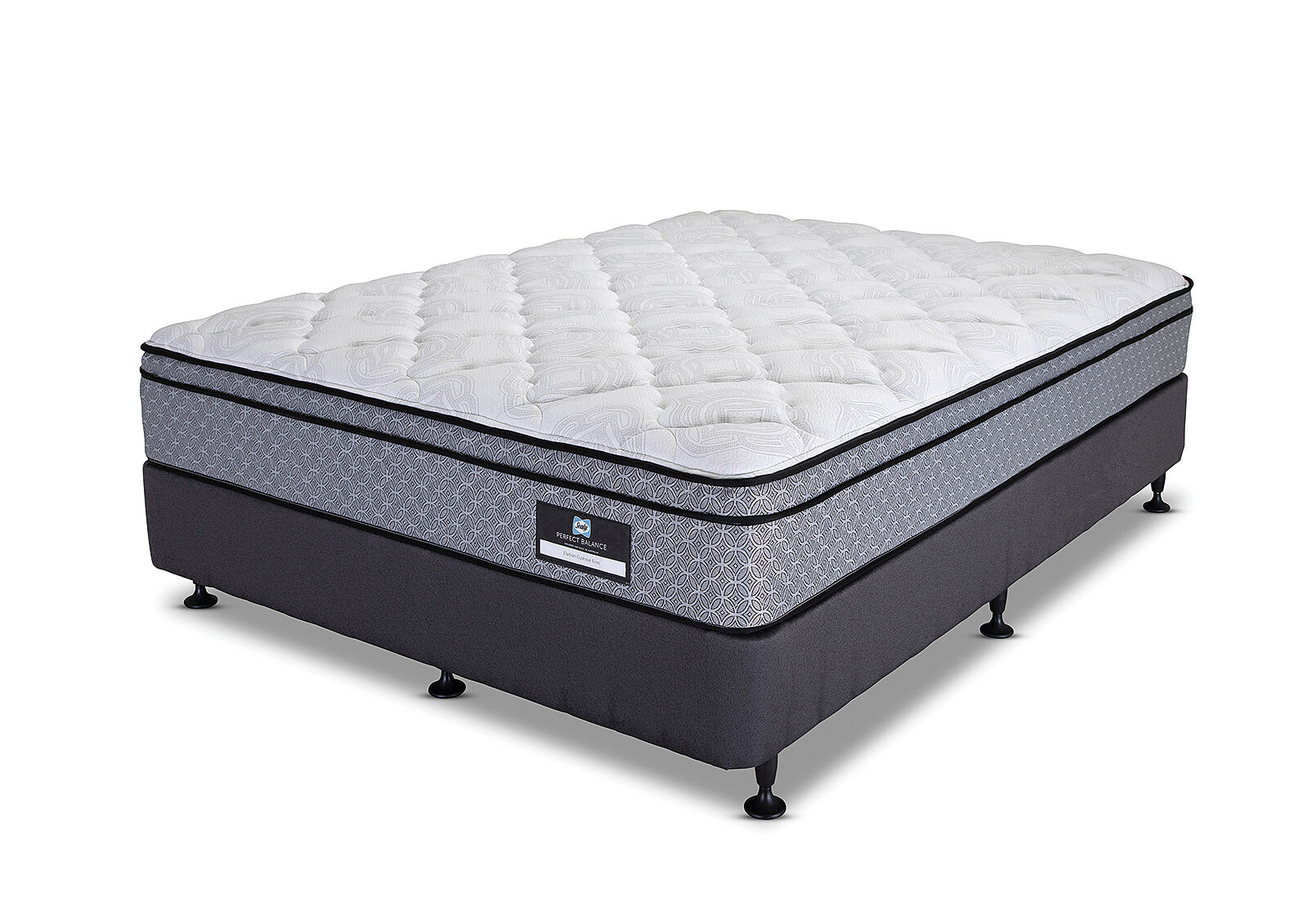 SEALY PERFECT BALANCE ELATION CUSHION FIRM DOUBLE ENSEMBLE. GREY