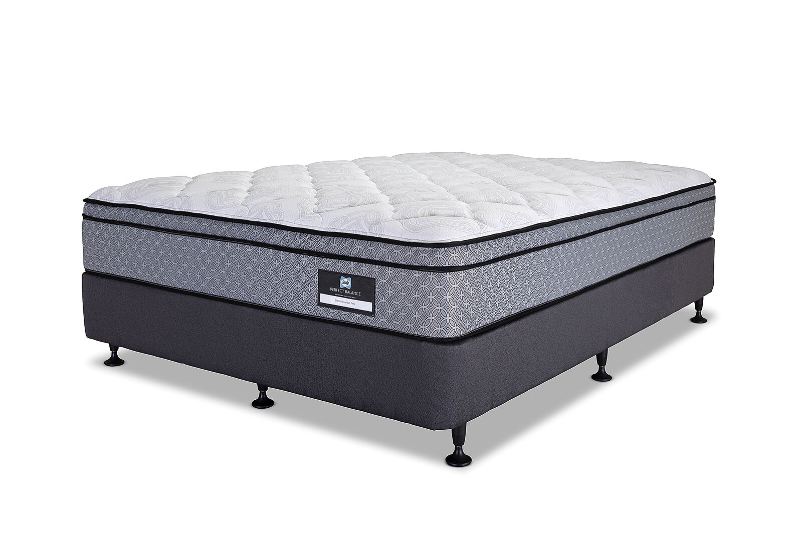 SEALY PERFECT BALANCE ELATION CUSHION FIRM DOUBLE ENSEMBLE. GREY