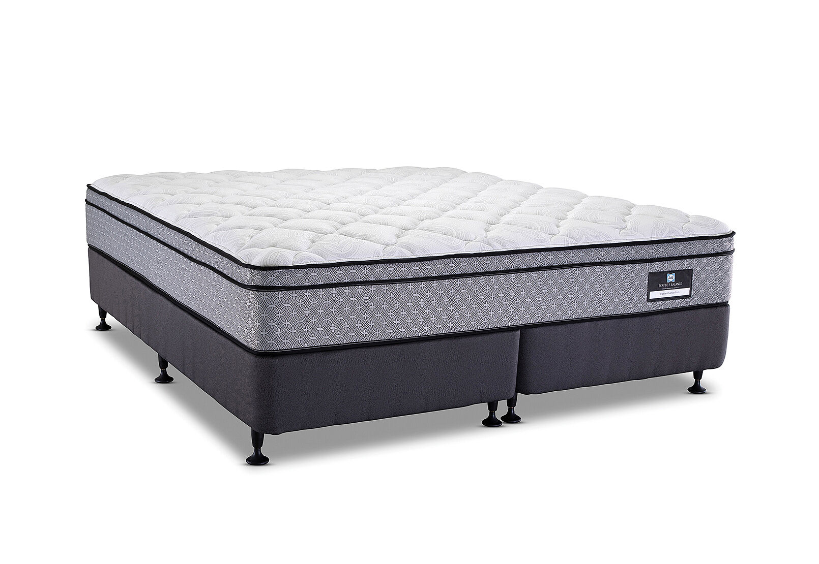 SEALY PERFECT BALANCE ELATION CUSHION FIRM KING ENSEMBLE. GREY