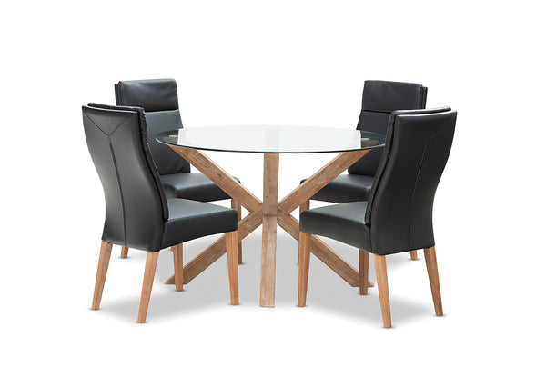 PROMENADE 5 PIECE DINING SUITE WITH ASHEVILLE DINING CHAIRS BLACK