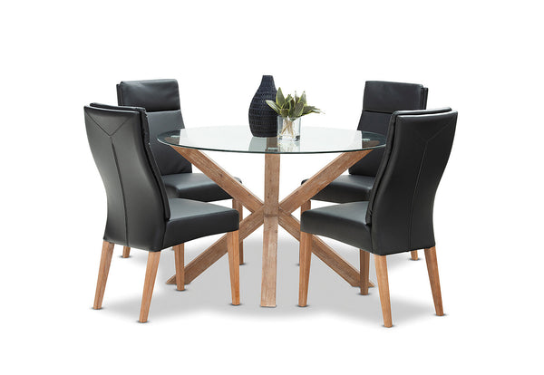PROMENADE 5 PIECE DINING SUITE WITH ASHEVILLE DINING CHAIRS BLACK