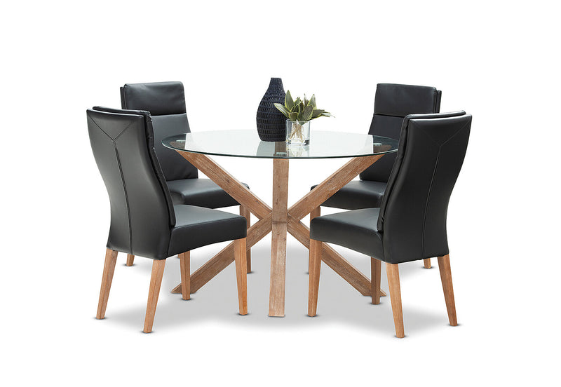 PROMENADE 5 PIECE DINING SUITE WITH ASHEVILLE DINING CHAIRS BLACK