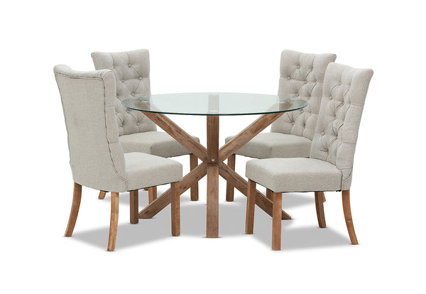 PROMENADE 5 PIECE DINING SUITE WITH NOTTINGHAM CHAIRS TAUPE