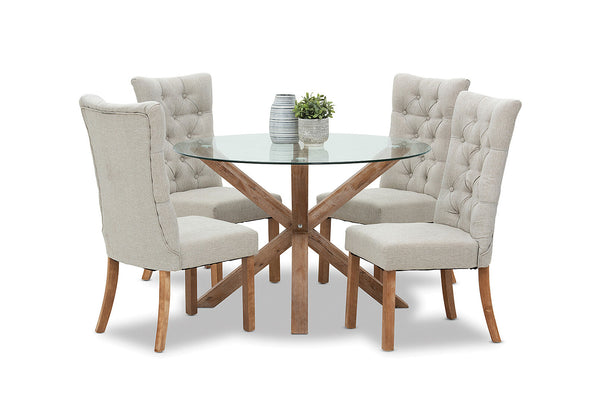 PROMENADE 5 PIECE DINING SUITE WITH NOTTINGHAM CHAIRS TAUPE