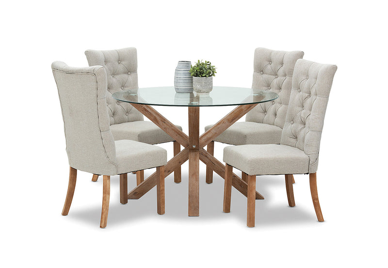 PROMENADE 5 PIECE DINING SUITE WITH NOTTINGHAM CHAIRS TAUPE