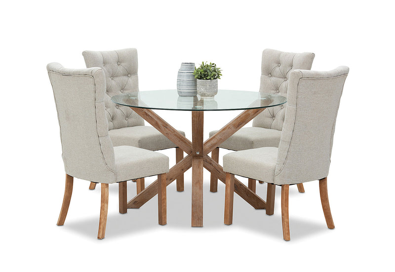PROMENADE 5 PIECE DINING SUITE WITH NOTTINGHAM CHAIRS TAUPE