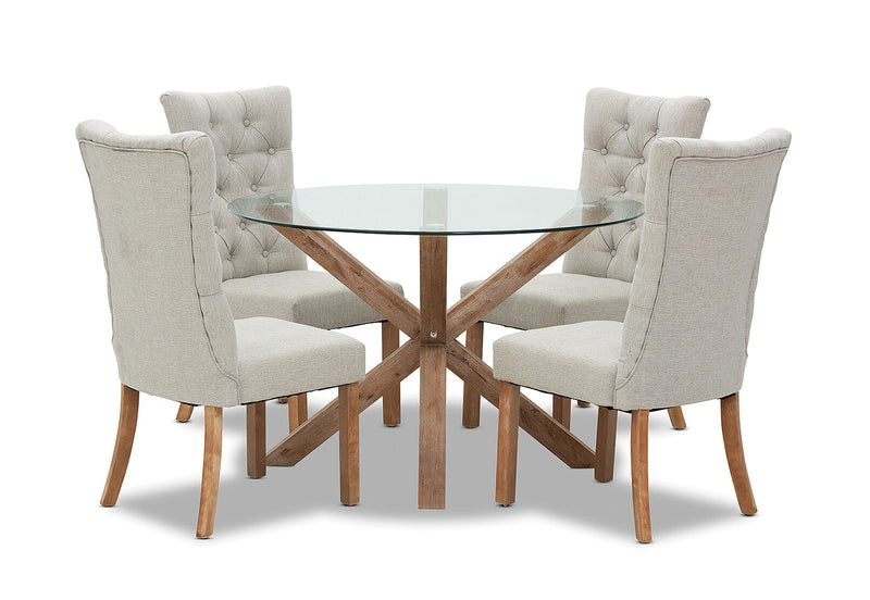 PROMENADE 5 PIECE DINING SUITE WITH NOTTINGHAM CHAIRS TAUPE