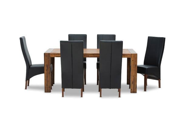 BISBEE 7 PIECE DINING SUITE WITH ZUMA DINING CHAIRS  BLACK