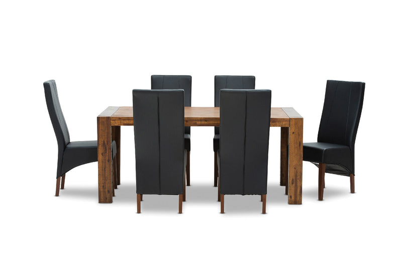 BISBEE 7 PIECE DINING SUITE WITH ZUMA DINING CHAIRS  BLACK