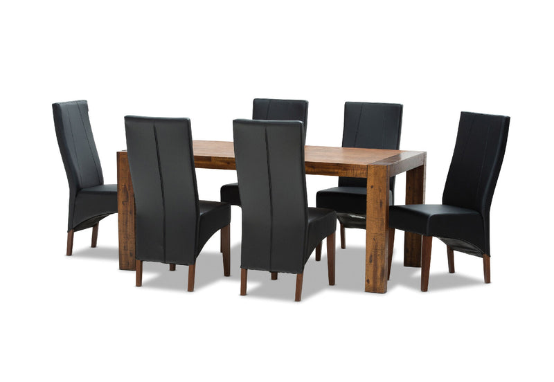 BISBEE 7 PIECE DINING SUITE WITH ZUMA DINING CHAIRS  BLACK