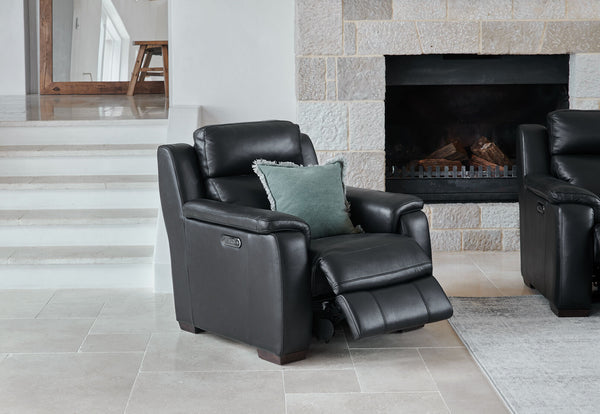 CAPELLO LEATHER ELECTRIC RECLINER BLACK
