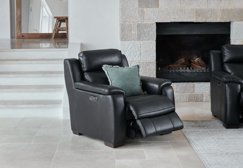 CAPELLO LEATHER ELECTRIC RECLINER BLACK