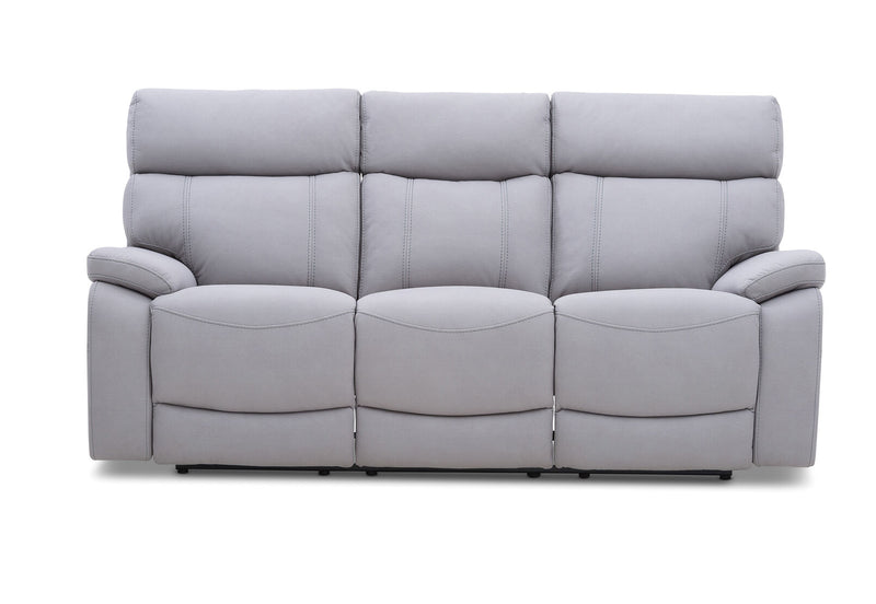 ALFRED FABRIC 3 SEATER WITH 2 INBUILT RECLINERS LIGHT GREY