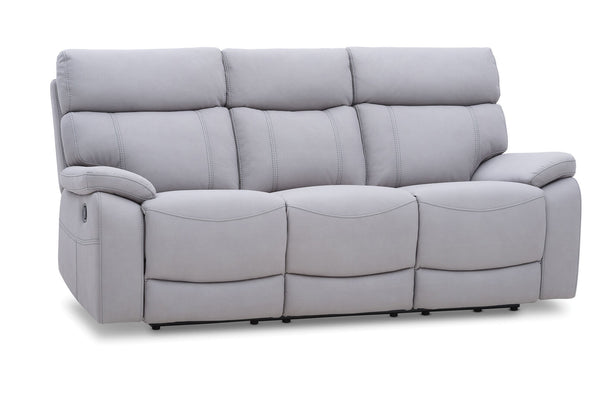 ALFRED FABRIC 3 SEATER WITH 2 INBUILT RECLINERS LIGHT GREY
