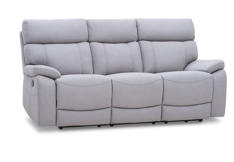ALFRED FABRIC 3 SEATER WITH 2 INBUILT RECLINERS LIGHT GREY