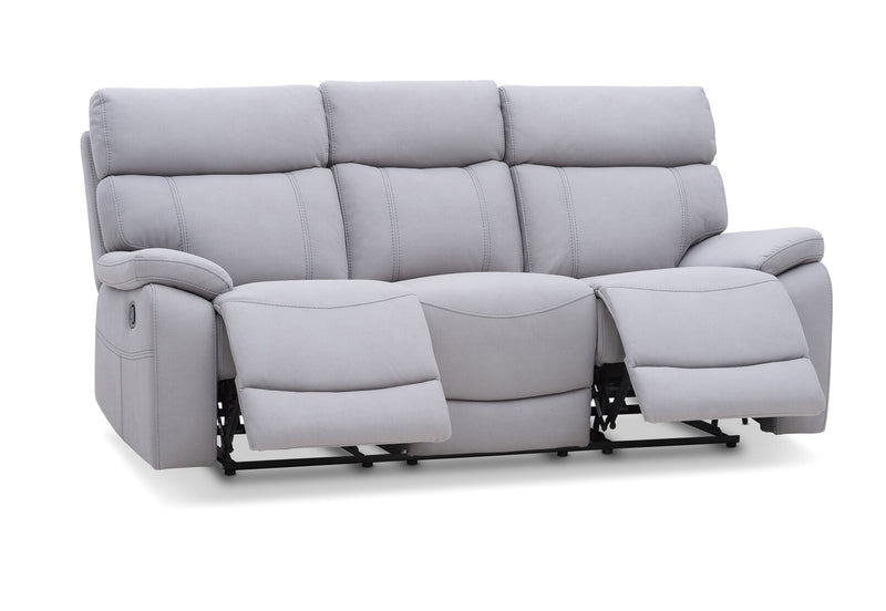 ALFRED FABRIC 3 SEATER WITH 2 INBUILT RECLINERS LIGHT GREY
