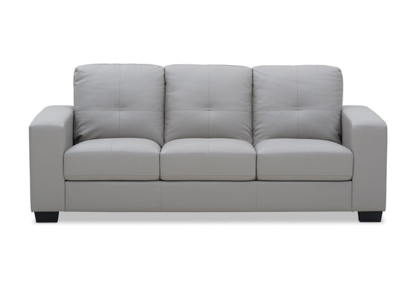 DIAMOND LEATHER-LOOK 3 SEATER SOFA LIGHT GREY