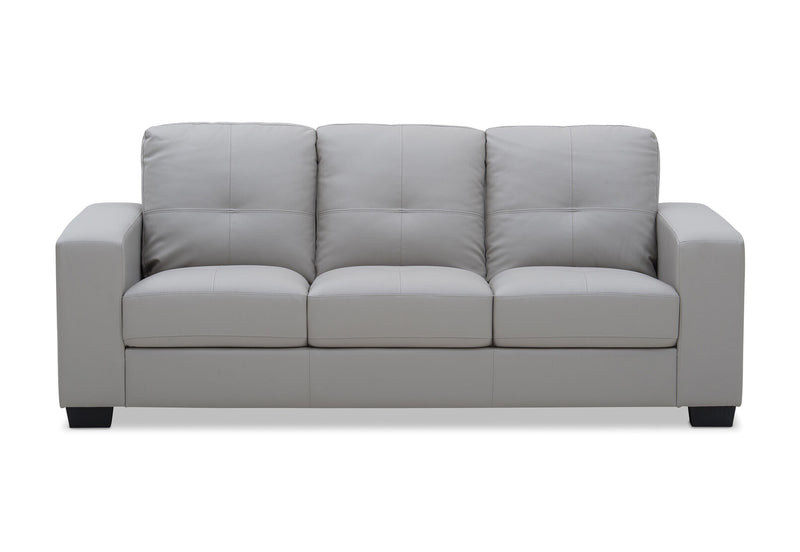 DIAMOND LEATHER-LOOK 3 SEATER SOFA LIGHT GREY