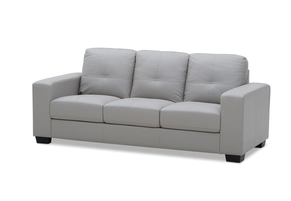 DIAMOND LEATHER-LOOK 3 SEATER SOFA LIGHT GREY