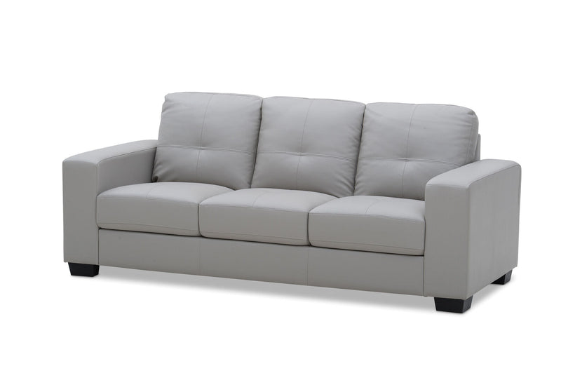 DIAMOND LEATHER-LOOK 3 SEATER SOFA LIGHT GREY