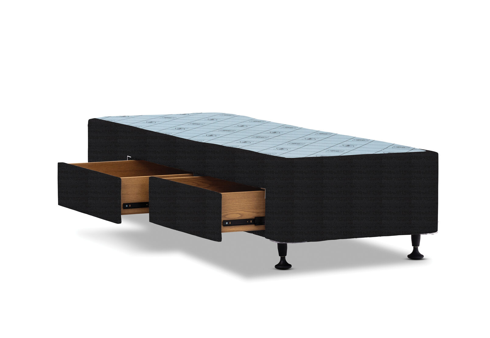 POSTUREPEDIC DRAWER BASE SINGLE EXTRA LONG WITH LEFT SIDE DRAWERS BLACK