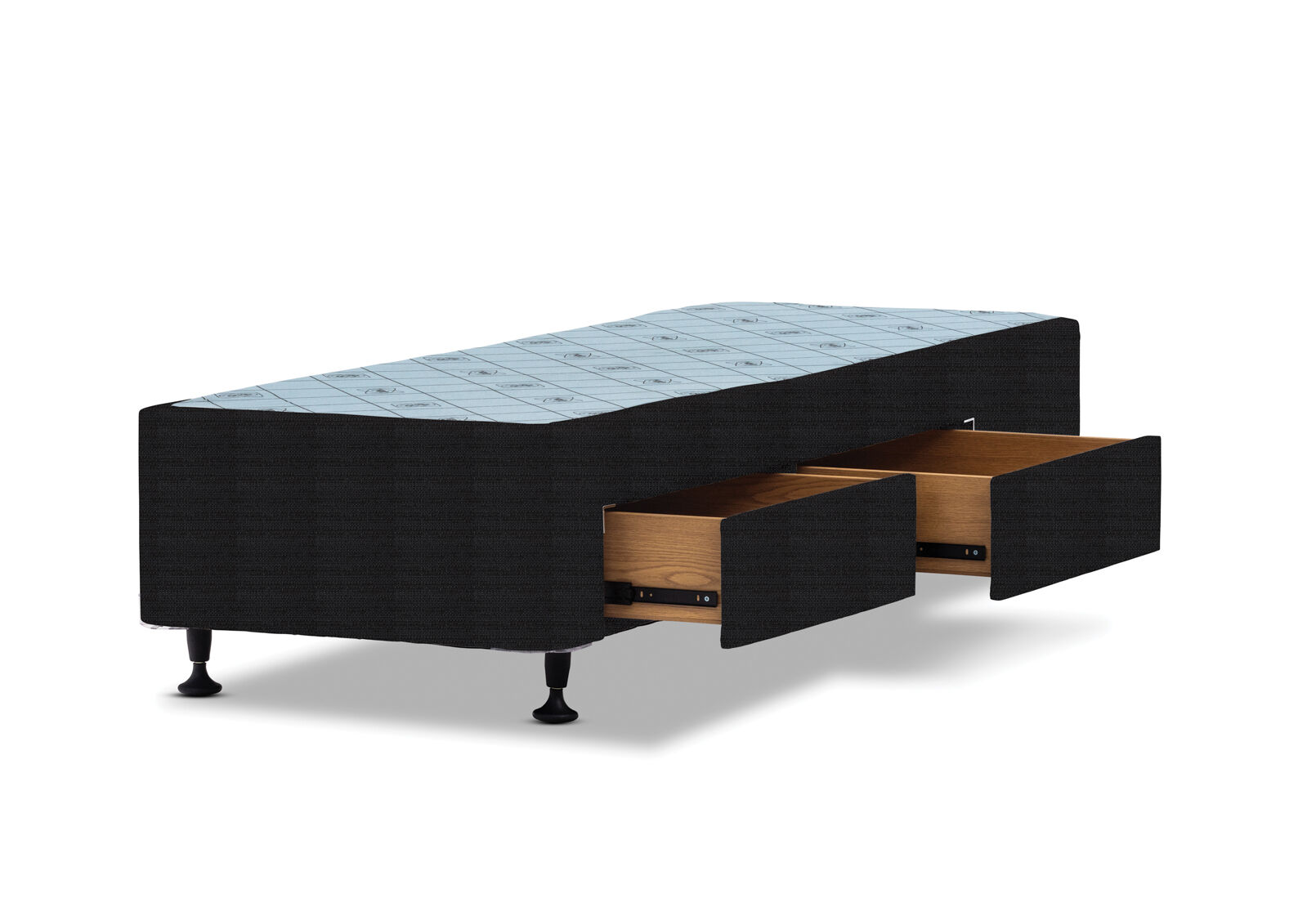 POSTUREPEDIC DRAWER BASE SINGLE EXTRA LONG WITH RIGHT SIDE DRAWERS (MTO) BLACK