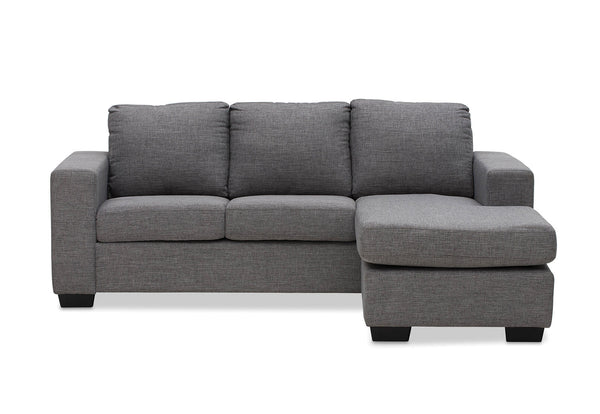 BONZA FABRIC 3 SEATER SOFA WITH CHAISE GREY