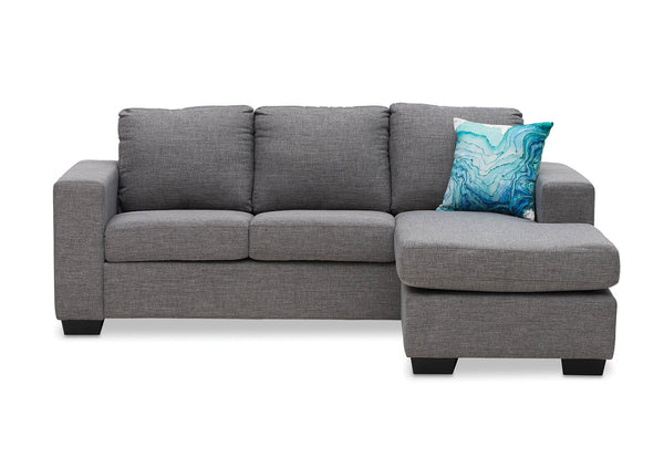 BONZA FABRIC 3 SEATER SOFA WITH CHAISE GREY