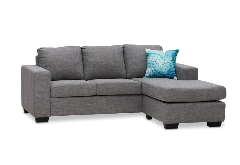 BONZA FABRIC 3 SEATER SOFA WITH CHAISE GREY