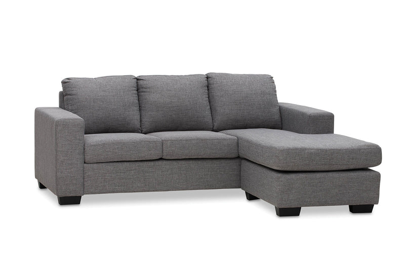 BONZA FABRIC 3 SEATER SOFA WITH CHAISE GREY
