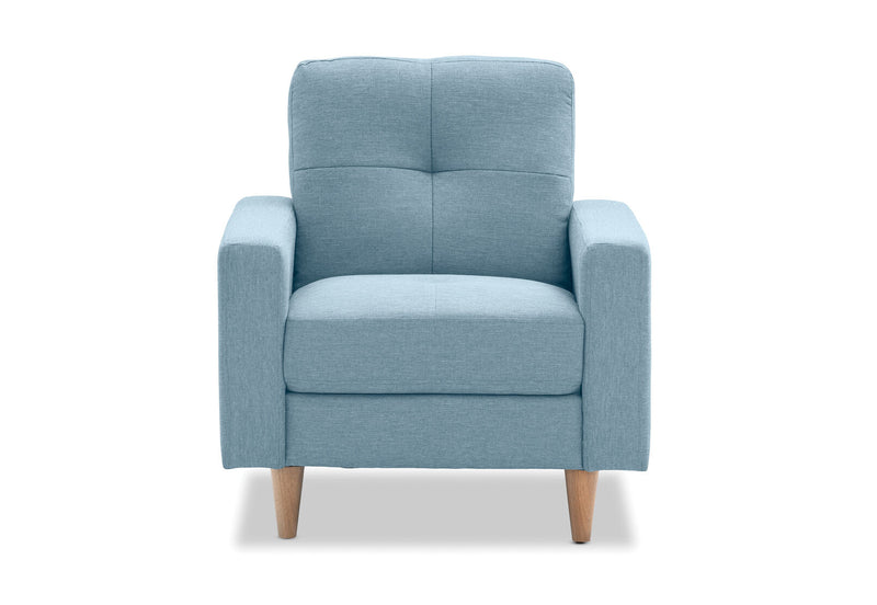 KELLER FABRIC ACCENT CHAIR BIANCO LIGHT BLUE