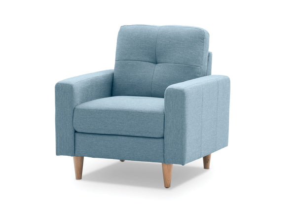 KELLER FABRIC ACCENT CHAIR BIANCO LIGHT BLUE