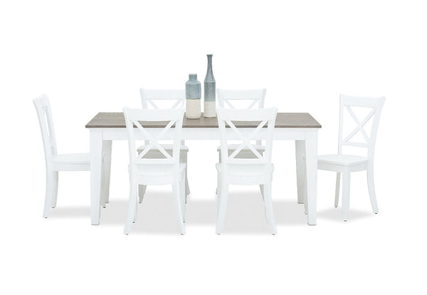 MARSEILLE 7 PIECE DINING SUITE WITH CLOUDS DINING CHAIRS  WHITE