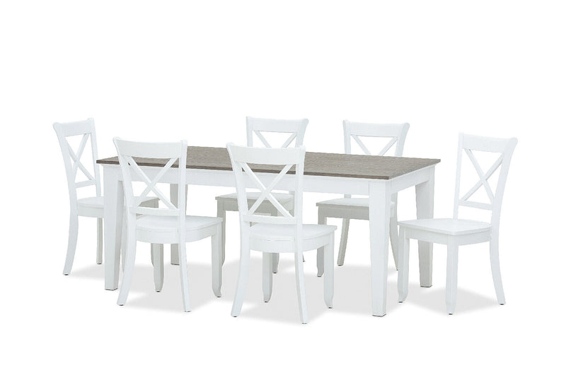 MARSEILLE 7 PIECE DINING SUITE WITH CLOUDS DINING CHAIRS  WHITE