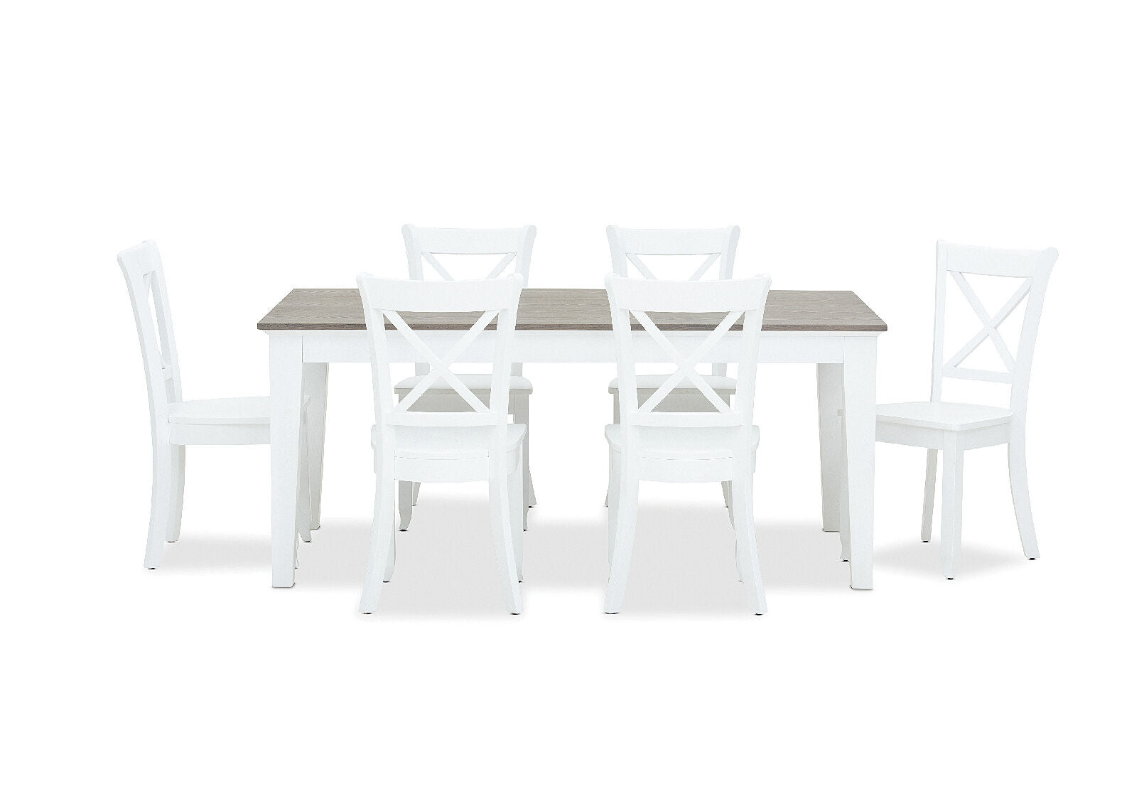 MARSEILLE 7 PIECE DINING SUITE WITH CLOUDS DINING CHAIRS  WHITE