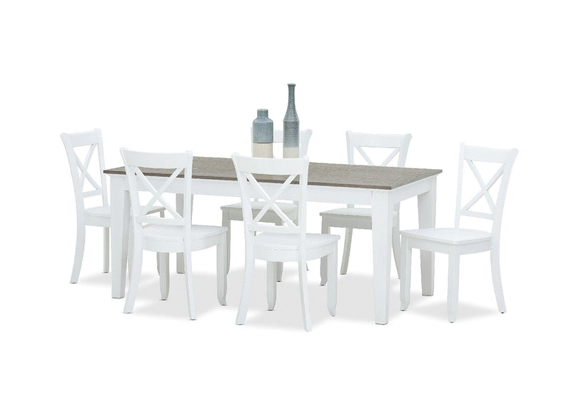 MARSEILLE 7 PIECE DINING SUITE WITH CLOUDS DINING CHAIRS  WHITE