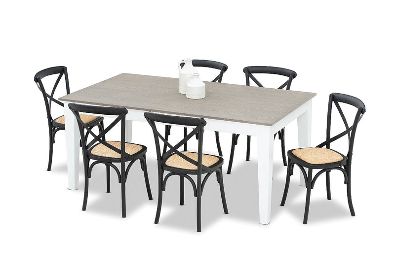 MARSEILLE 7 PIECE DINING SUITE WITH BORDEAUX DINING CHAIRS  BLACK