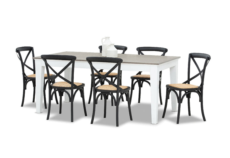 MARSEILLE 7 PIECE DINING SUITE WITH BORDEAUX DINING CHAIRS  BLACK