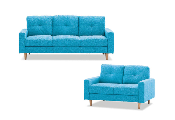 KELLER FABRIC SOFA PAIR PACIFIC BLUE